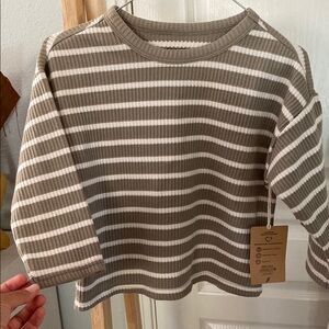 Striped Kids Shirt - Brown and White